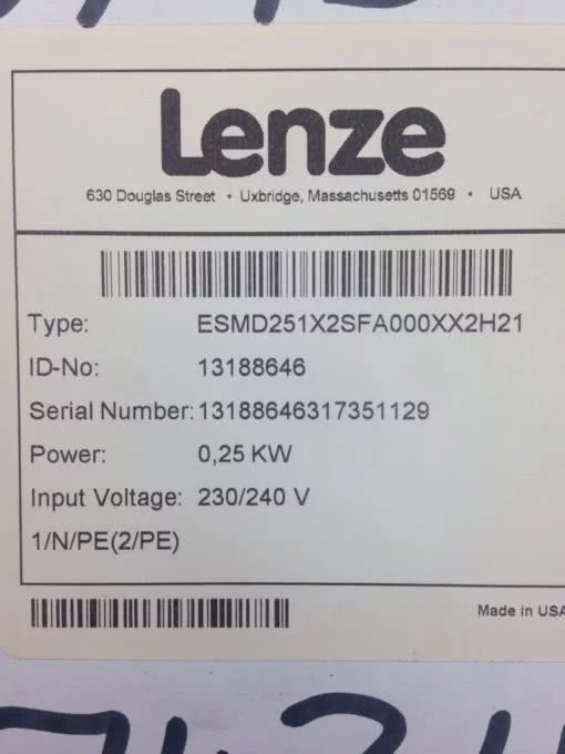 LENZE ESMD251X2SFA 000XX2H21 INVERTER MOTOR DRIVE (H335) 2