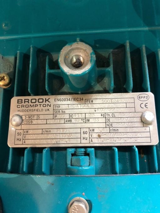 NEW BROOK CROMPTON T-DA100LB 3 PHASE AC MOTOR, 1415/1715 RPM, EN60034 (NM2 PT) 2