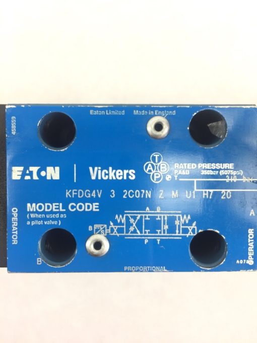 VICKERS KFDG4V 3 2C07N ZMU1H720 REVERSIBLE HYDRAULIC PROPORTIONAL VALVE NEW H29 3