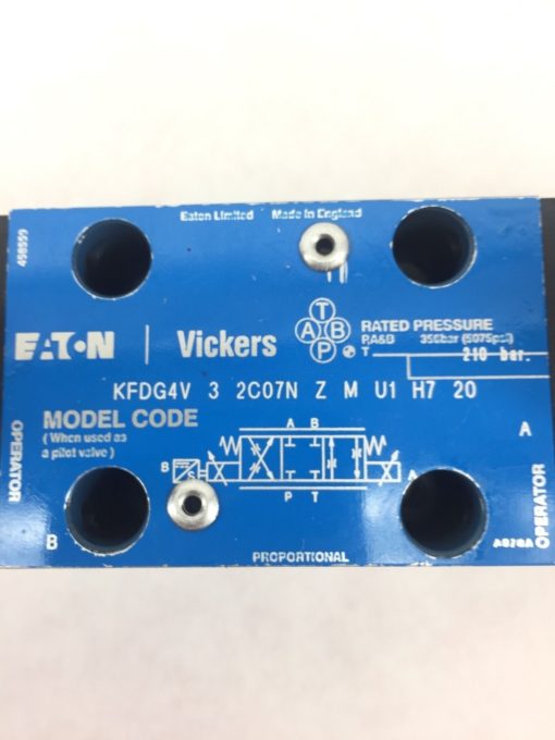 VICKERS KFDG4V 3 2C07N ZMU1H720 REVERSIBLE HYDRAULIC PROPORTIONAL VALVE NEW H30 2