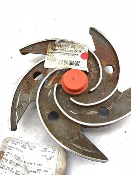 NEW GOULD PUMP IMPELLER 53984 13″ DIAMETER 5 VANE MODEL 3196 MTX 3X4-13 (B455) 1