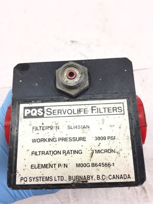 NEW PQS SERVOLIFE SLI451AN HYDRAULIC FILTER MOOG 6566-1 3 MICRON 3000PSI (HP PT) 2