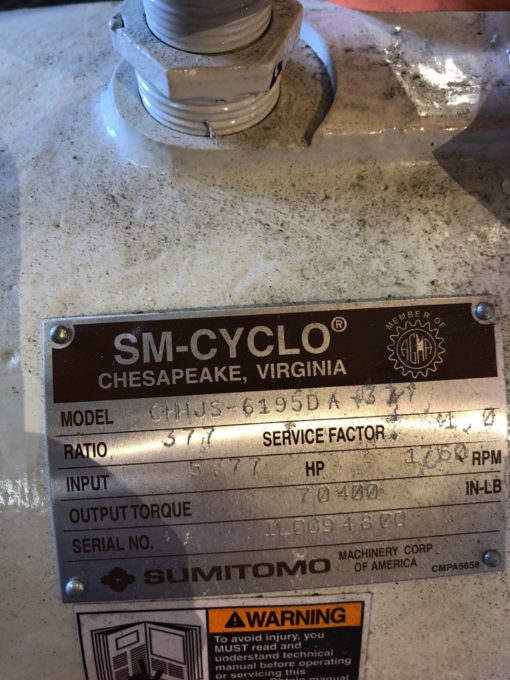 NEW SUMITOMO SM-CYCLO CHHJS-6195DA-37 GEAR REDUCER, RATIO: 377, 5