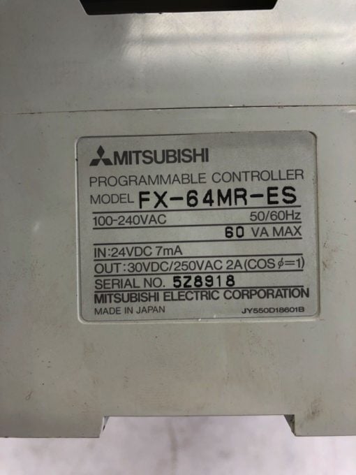 USED MITSUBISHI FX-64MR-ES PROGRAMMABLE CONTROLLER 100-240VAC 50/60HZ (B413) 2