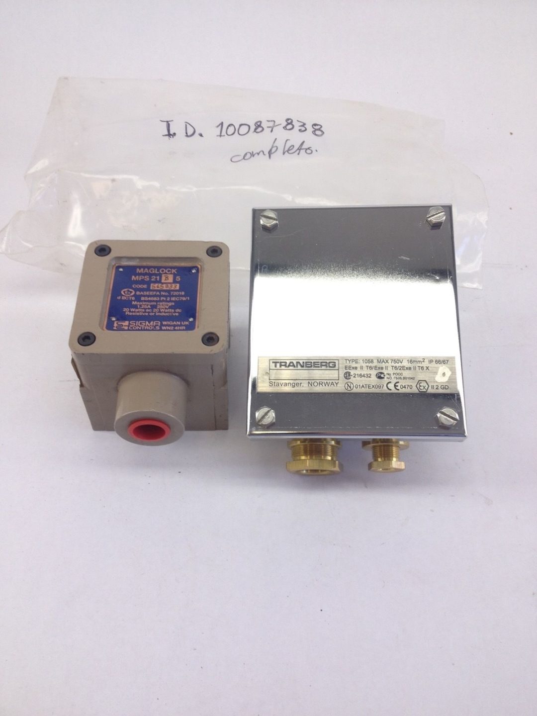 SIGMA CONTROLS MAGLOCK MPS21B5 PROX SWITCH & TRANBERG TEF1058 (B286)
