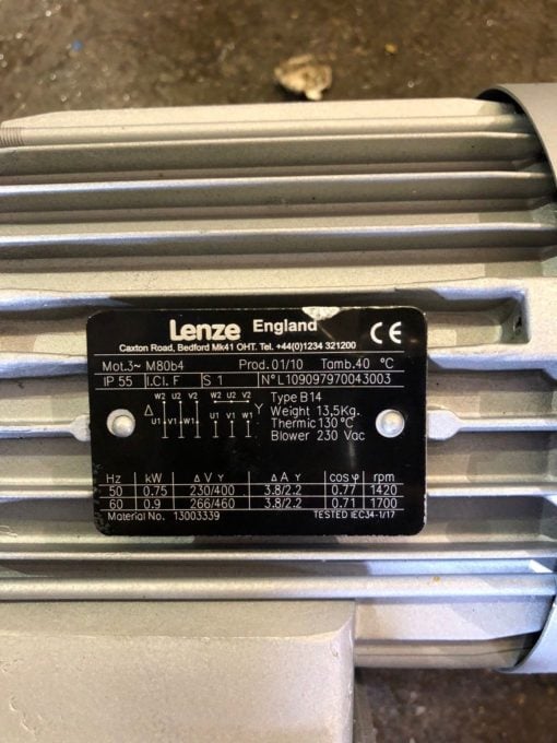 NEW LENZE M80B4 3 PHASE AC MOTOR, 0.75/0