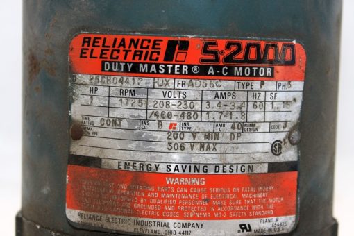RELIANCE ELECTRIC S-2000 P56H04412P-UX DUTY MASTER 1HP 1725RPM AC MOTOR! (P6) 2