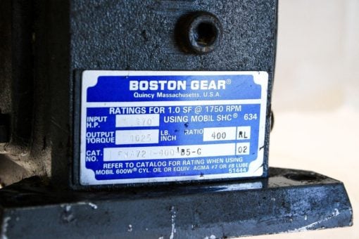 BOSTON FWA721-400-B5-G 400:1 RATIO RIGHT ANGLE WORM GEAR SPEED REDUCER USED (P6) 2