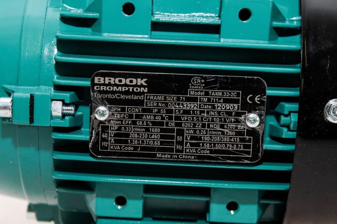 BROOK CROMPTON A4M.332C .33HP 1800RPM 208230/460V GENERAL PURPOSE
