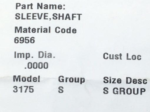 GOULD’S PUMPS B00294A 6956 SHAFT SLEEVE for PUMP MODEL 3175 (J37) 5