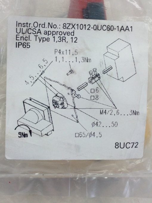 SIEMENS 8UC7220-3BD HANDLE 8UC6034 ASSEMBLY KIT (H350) 3