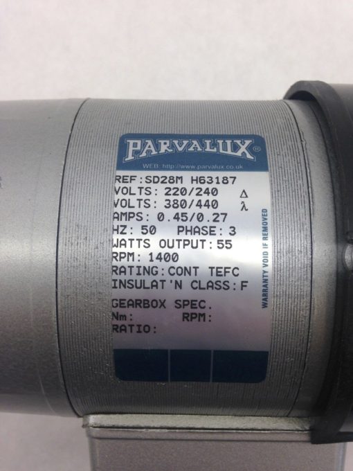 PARVALUX SD28M H63187 GEARBOX 220/240 V (H351) 2