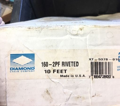 Diamond Chain 160-2PF DBL Riveted, 10 Feet, XT-5378-010, XT5378010 (B333/B201F) 2