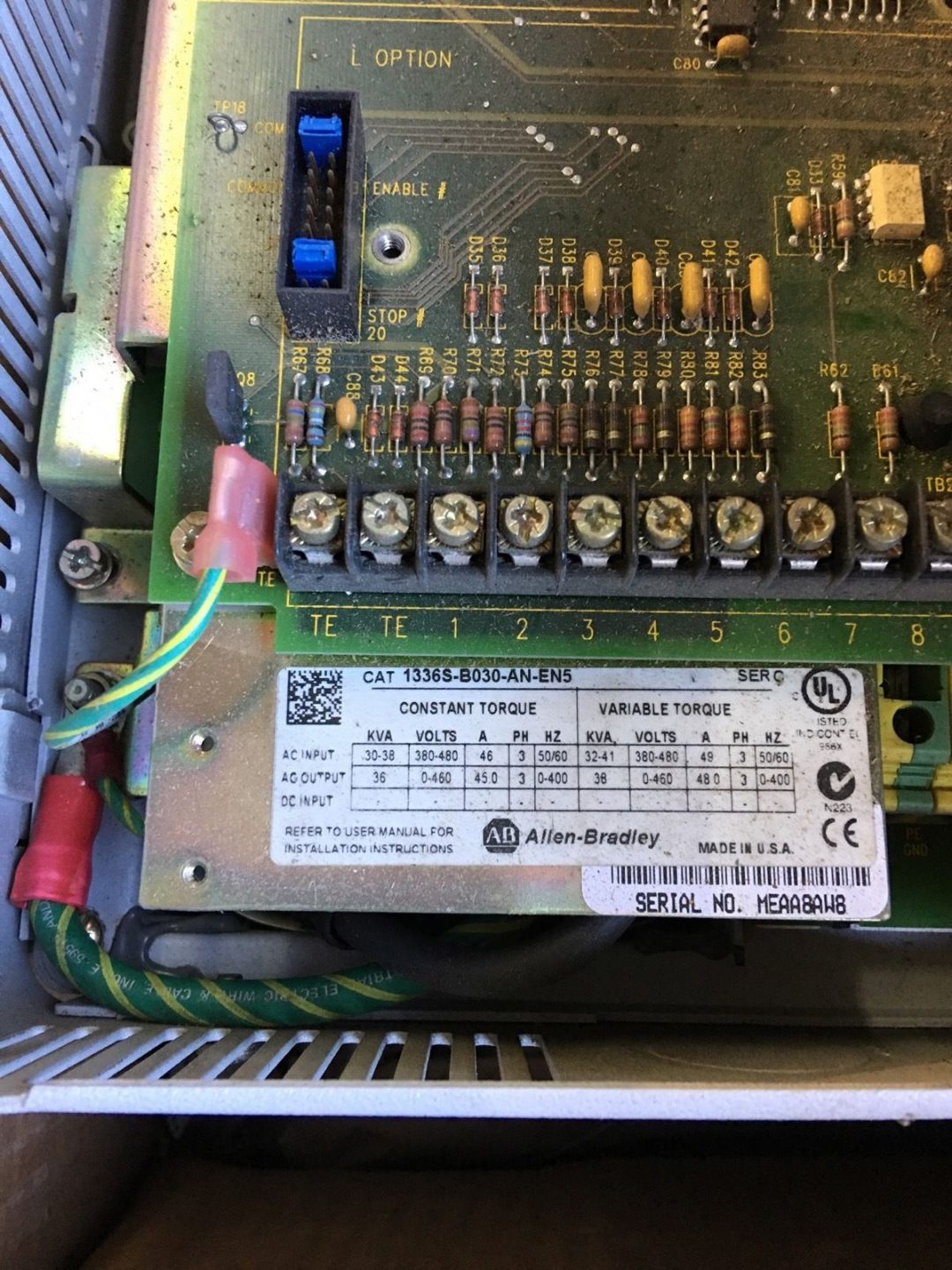 Allen Bradley 1336 Plus Drive 30 HP 1336S-B030-AN-EN5, NO FRONT PANEL