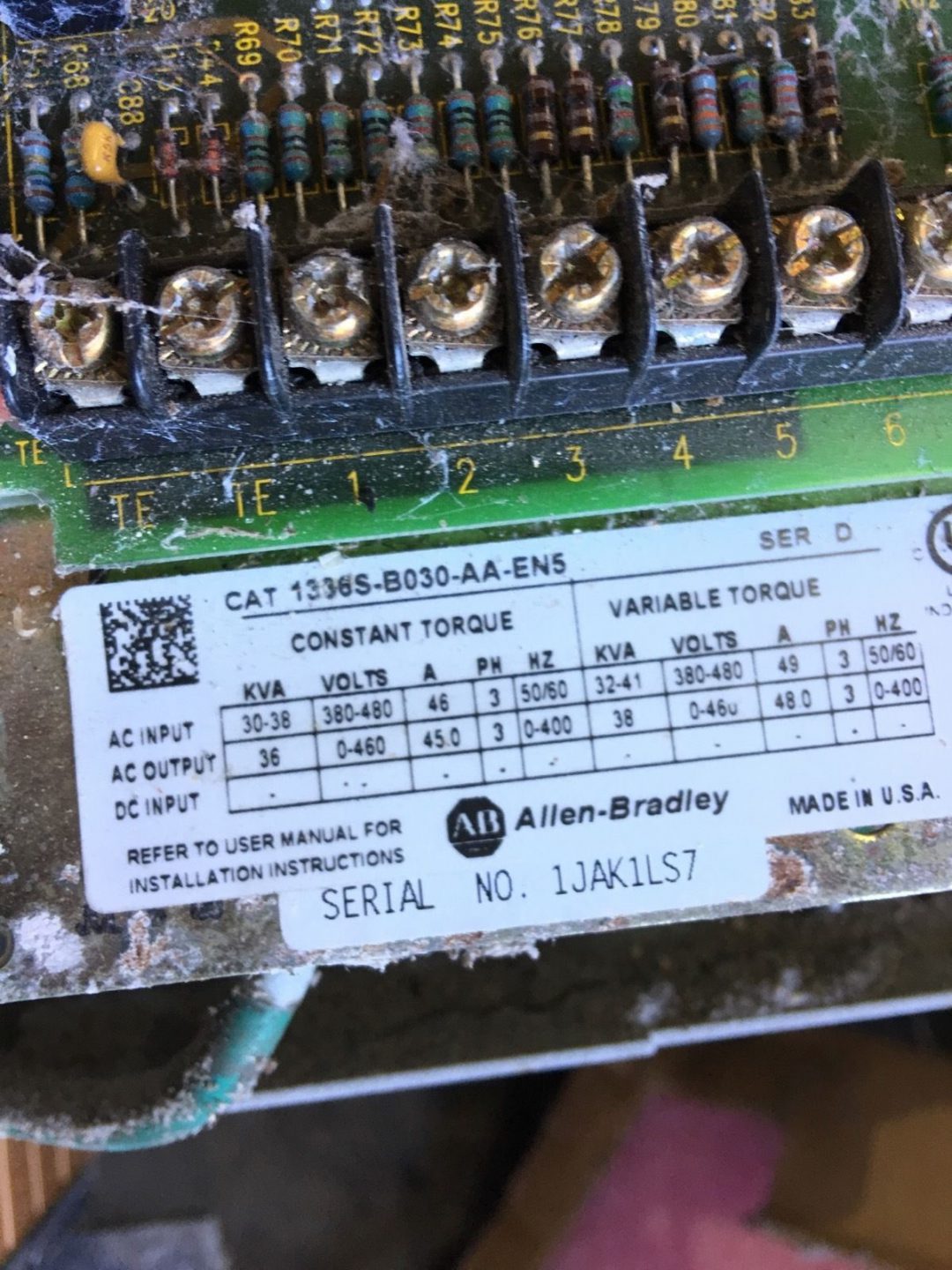 Allen Bradley 1336 Plus Drive 30 HP 1336S-B030-AA-EN5, NO FRONT PANEL