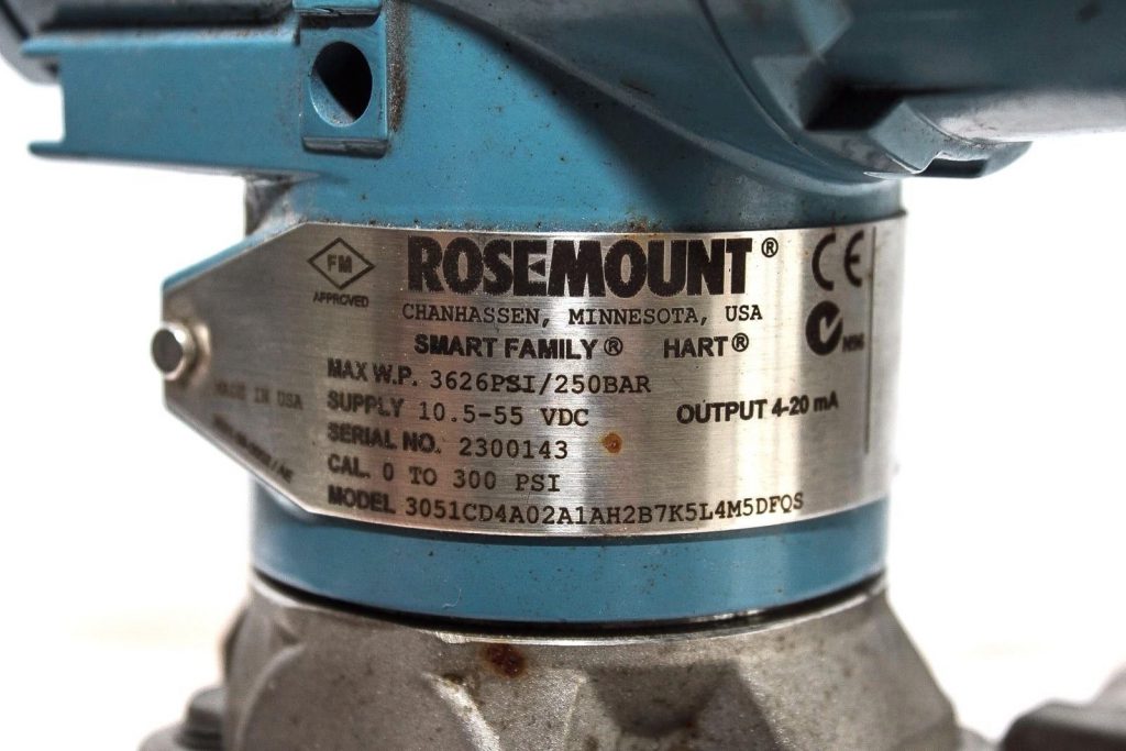 EMERSON ROSEMOUNT 3051 SMART FAMILY HART 0300 PSI PRESSURE TRANSMITTER
