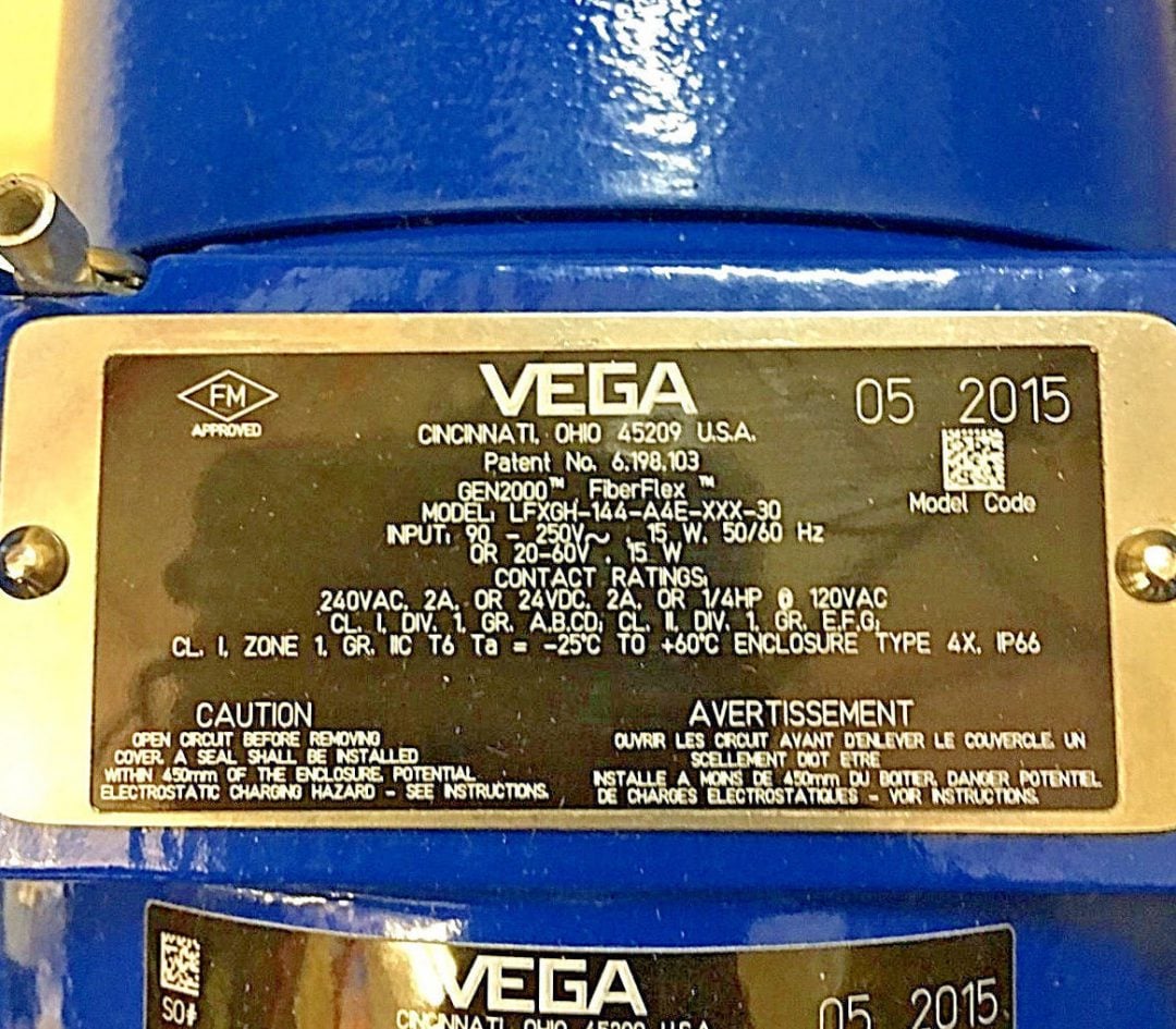 OHMART VEGA GEN2000 FIBERFLEX LFXG-144-A4E-XXX-30 LEVEL DETECTOR, P9