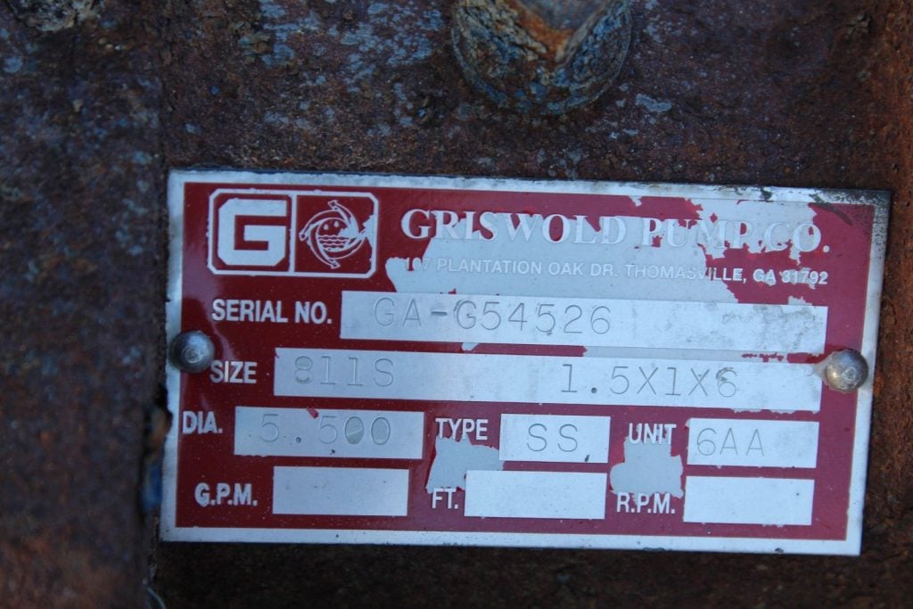 Griswold pump co size 811S 1.5X1X6 *reman* (P21)