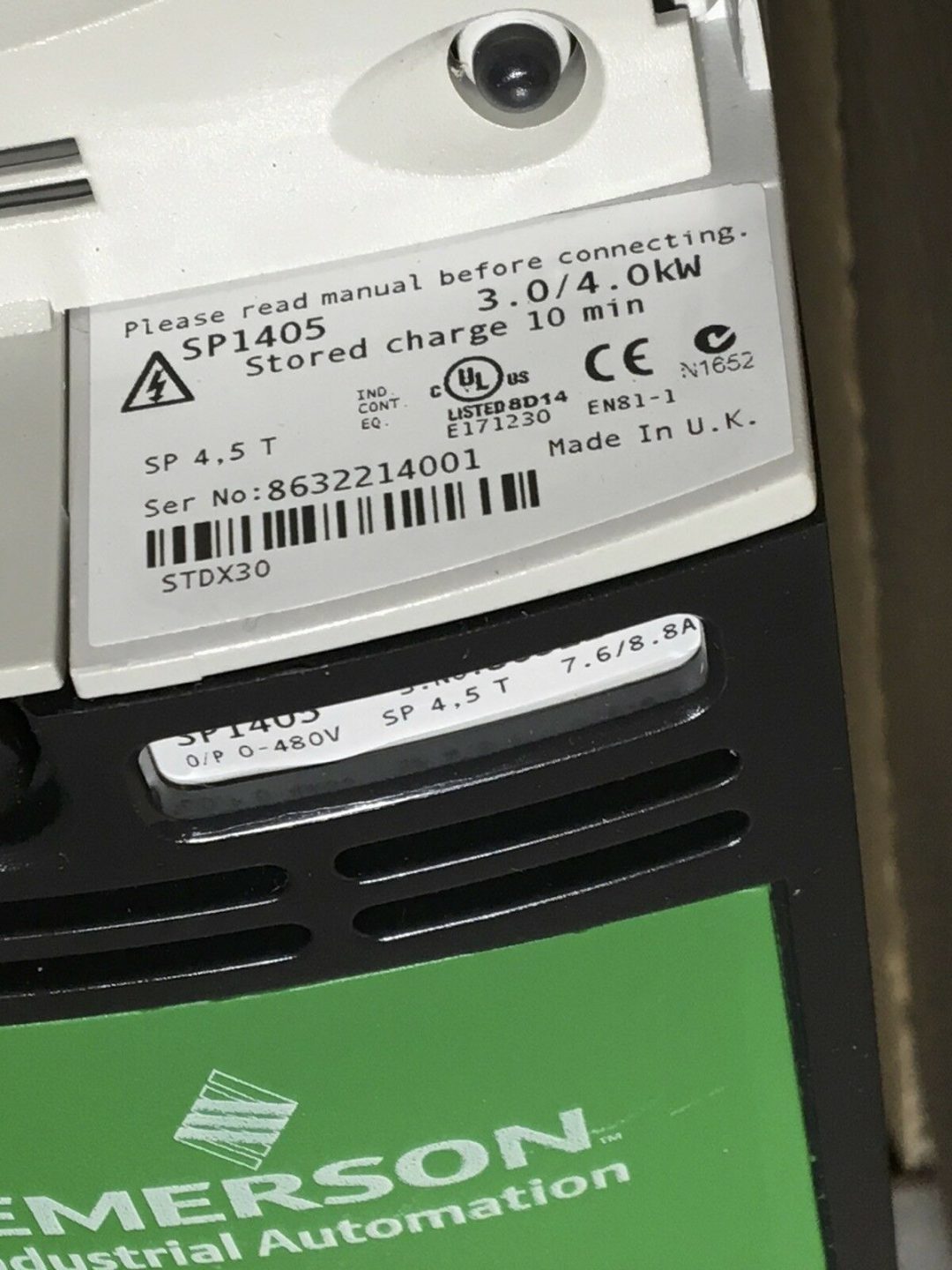 EMERSON UNIDRIVE SP1405 3.0/4.0KW