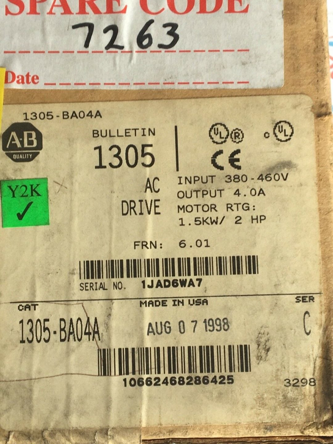 ALLEN-BRADLEY 1305-BA04A SERIES C ADJUSTABLE FREQUENCY AC DRIVE