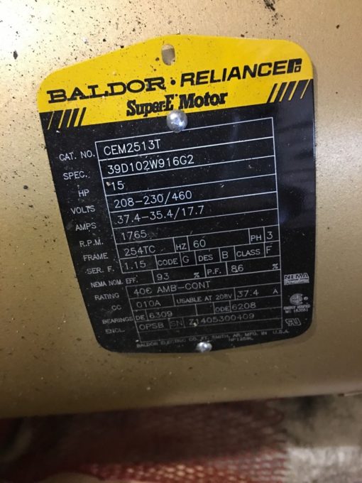 NEW BALDOR RELIANCEÂ CEM2513T SUPER E MOTOR, 15 HP, 1765 RPM, 208-230/460V (NP11) 2