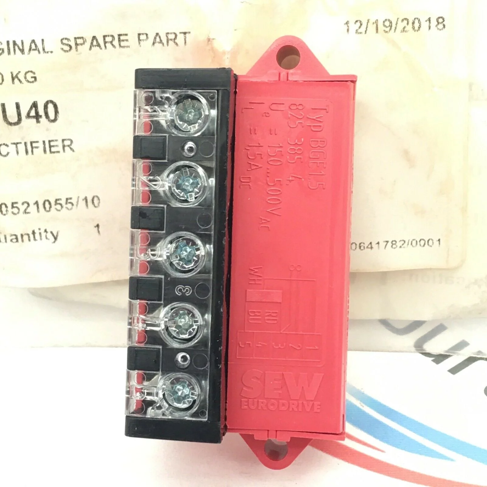 SEW EURODRIVE BGE1.5 825.385.4 BRAKE RECTIFIER, KONECRANES 75U40 - Image 2
