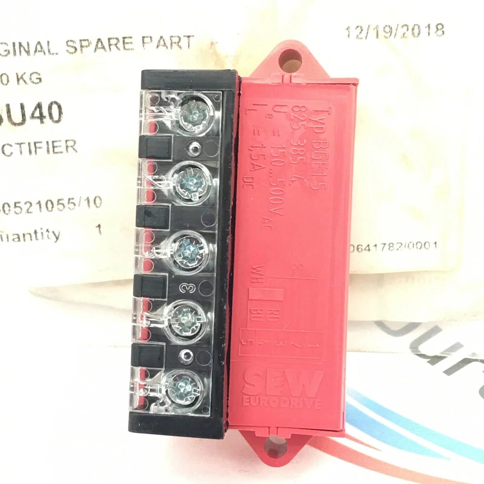SEW EURODRIVE BGE1.5 825.385.4 BRAKE RECTIFIER, KONECRANES 75U40 - Image 3