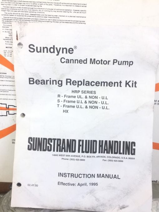 NIB! SUNDSTRAND SUNDYNE 2ND DEVO DVLT PUMP SERVICE KIT 412000796 (B61) 5