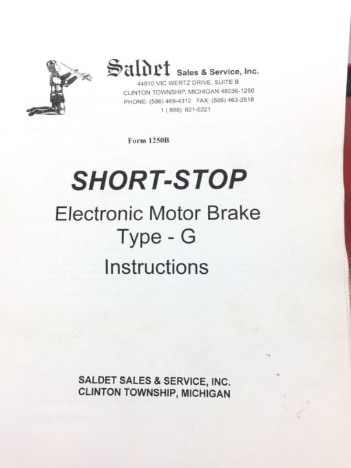 NIB! SALDET SSU4G5 TYPE-G SHORT-STOP ELECTRONIC MOTOR BRAKE 460V 5HP 3PH (B89) 10