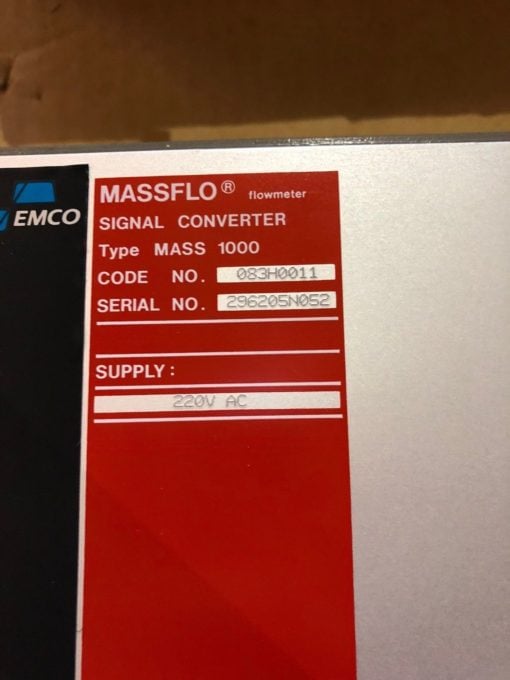 EMCO DANFOSS MASSFLO SIGNAL CONVERTER MASS 1000 CORIOLIS MASS FLOWMETER, (MP1) 4