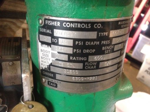 FISHER CONTROLS 667-EB 3/4” ACTUATED STEEL VALVE ASSY 5