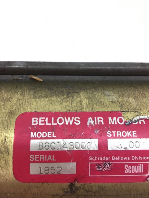 NEW SCHRADER BELLOWS B80143003 B8014-3003 SCOVILL AIR MOTOR, 3