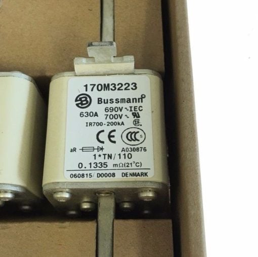 NEW BOX OF 6 COOPER BUSSMAN 170M3223 TYPOWER ZILOX FUSES, 630A, 690VAC, (F63) 2