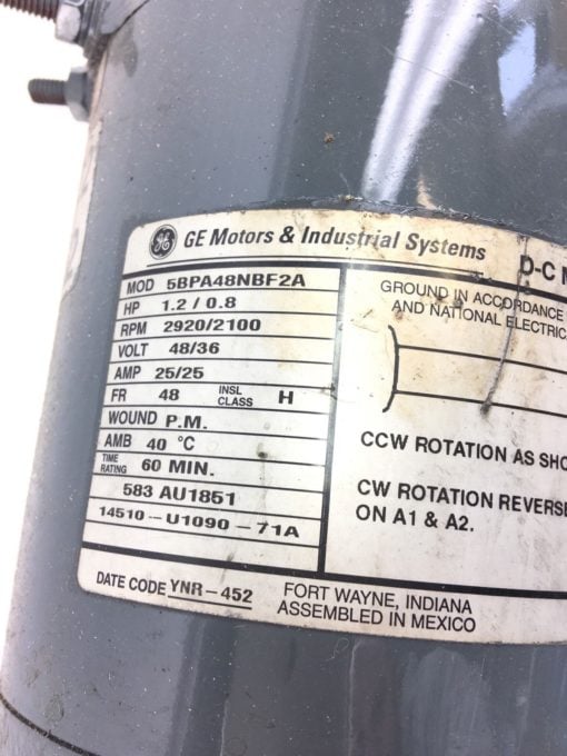 Reman GENERAL ELECTRIC GE 5BPA48NBF2A DC MOTOR, 1.2/