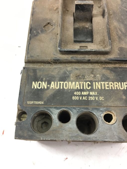 USED CUTLER-HAMMER 400A 600VAC 250VDC NON AUTOMATIC INTERRUPTER 100P791H04A B312 2